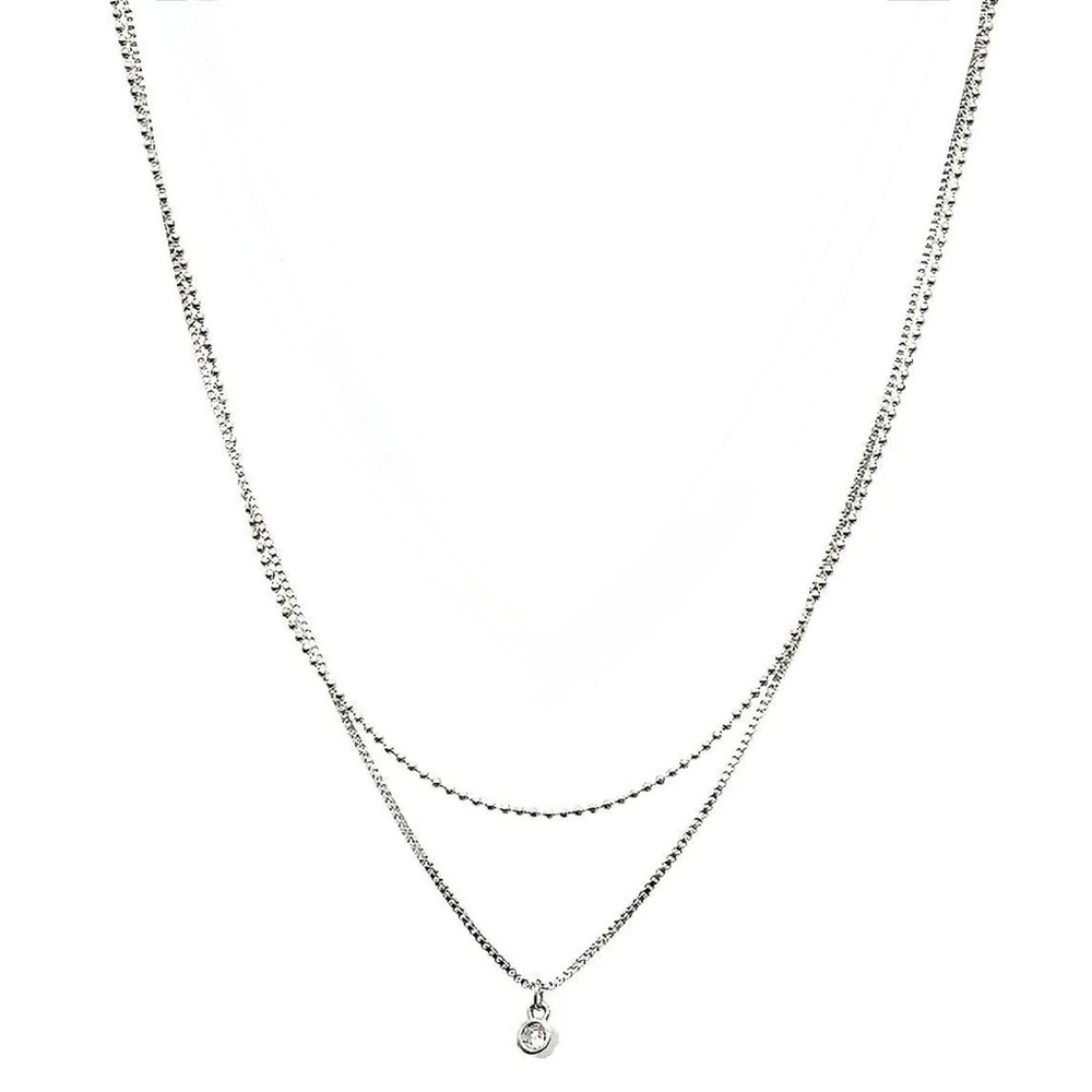 Double Strand Silver Necklace